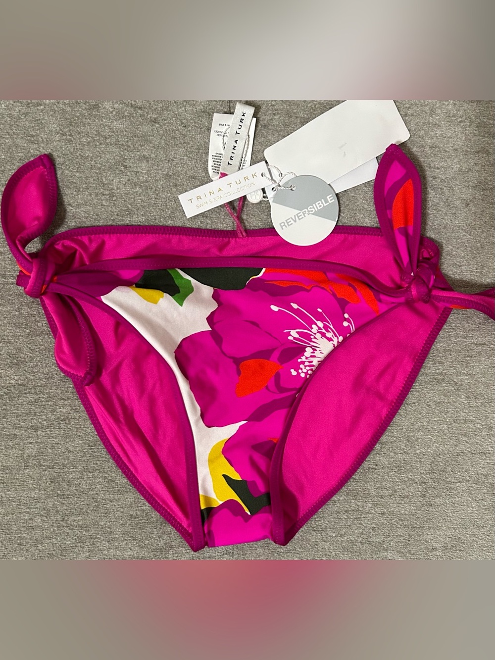 Trina Turk Fuchsia Floral Reversible Bikini Bottom